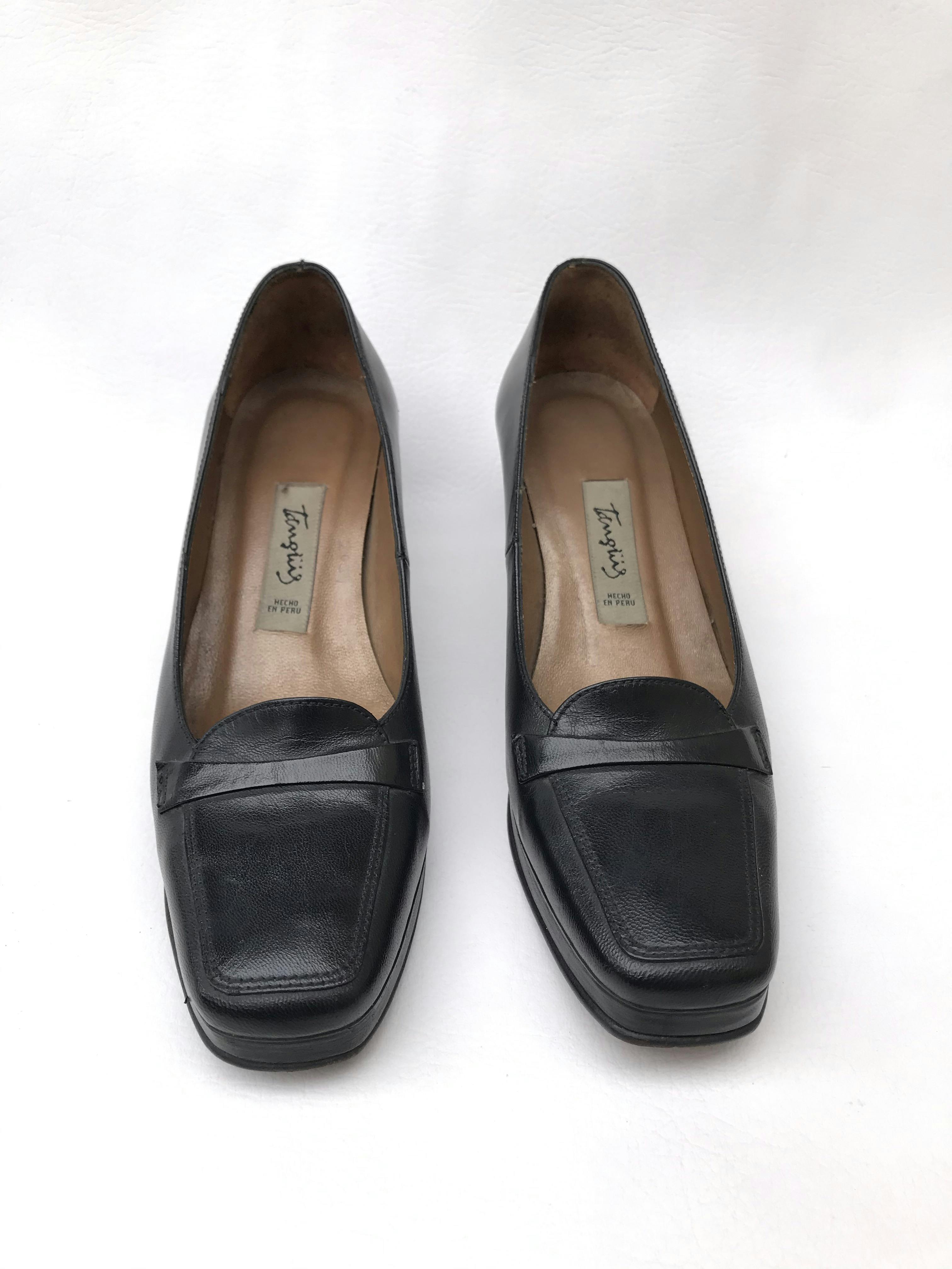 Zapatos Tanguis 100% cuero negro, taco 5. Estado 9/10. Precio original S/ 200
