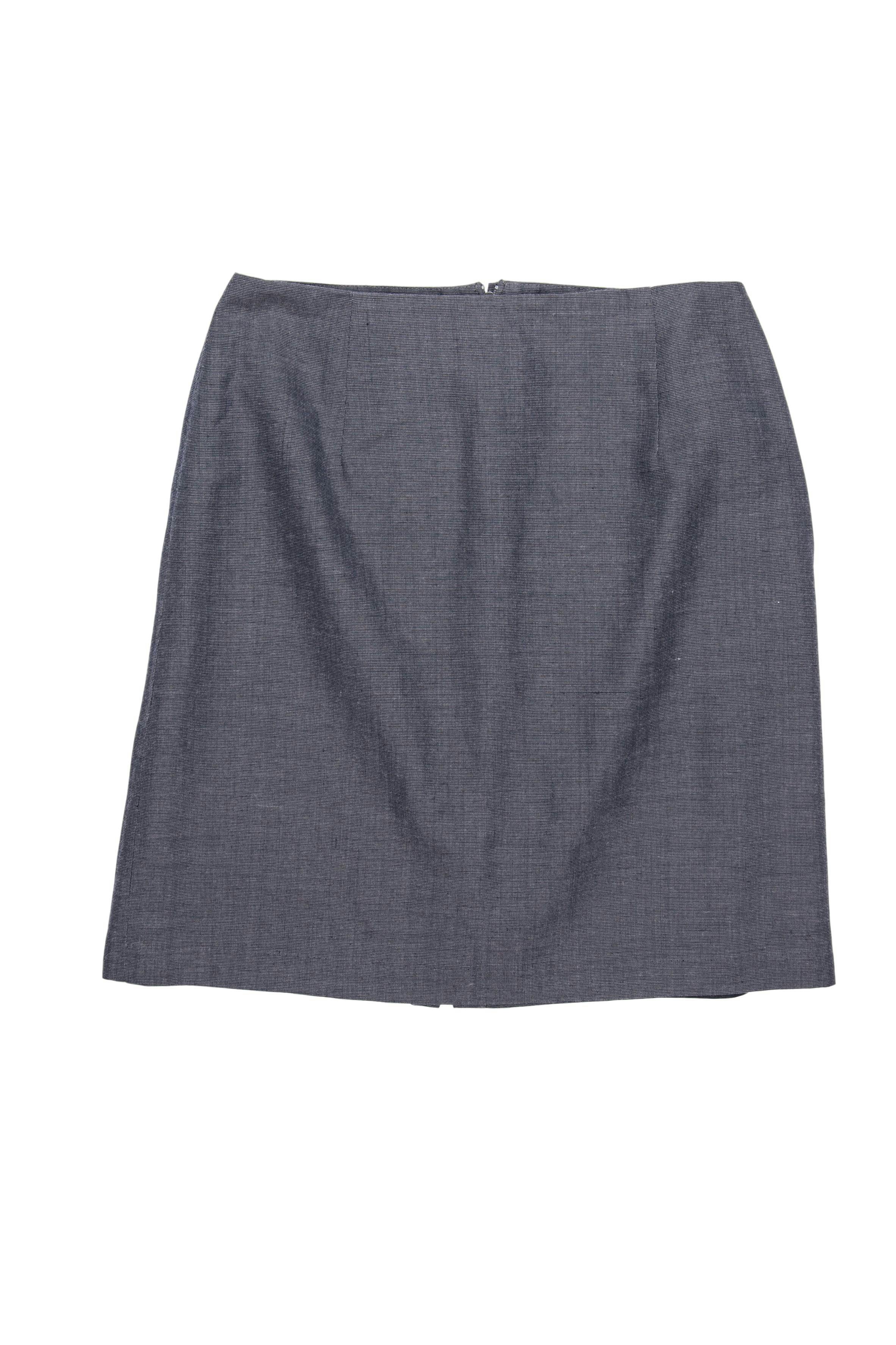 YAYA Falda recta, gris tipo sastre, forrada, con abertura y cierre posterior. Cintura 68 cm, largo 45 cm