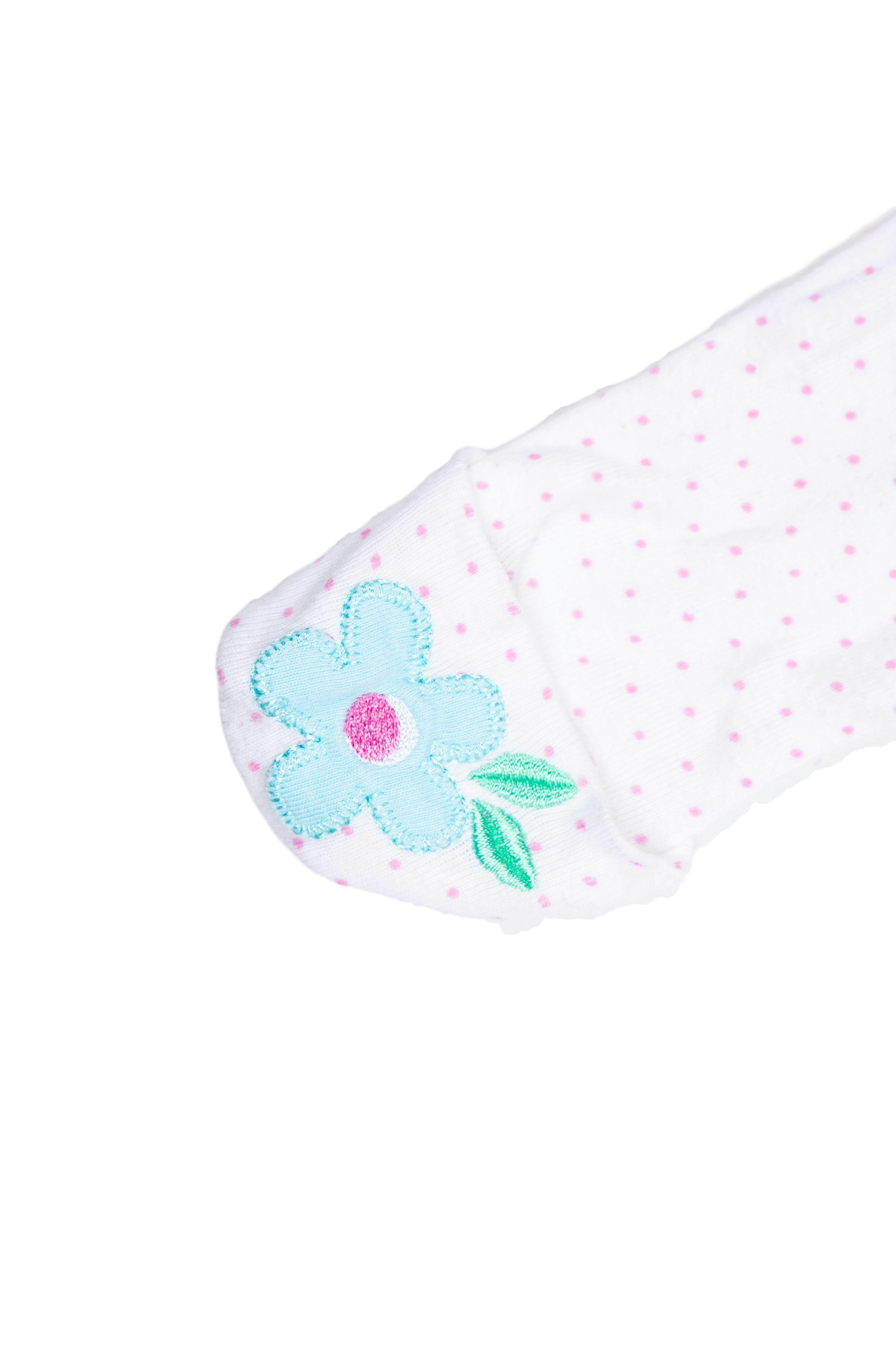 Pijama blanco con manoplas de puntos rosas y flor, 100% algodón - Gerber