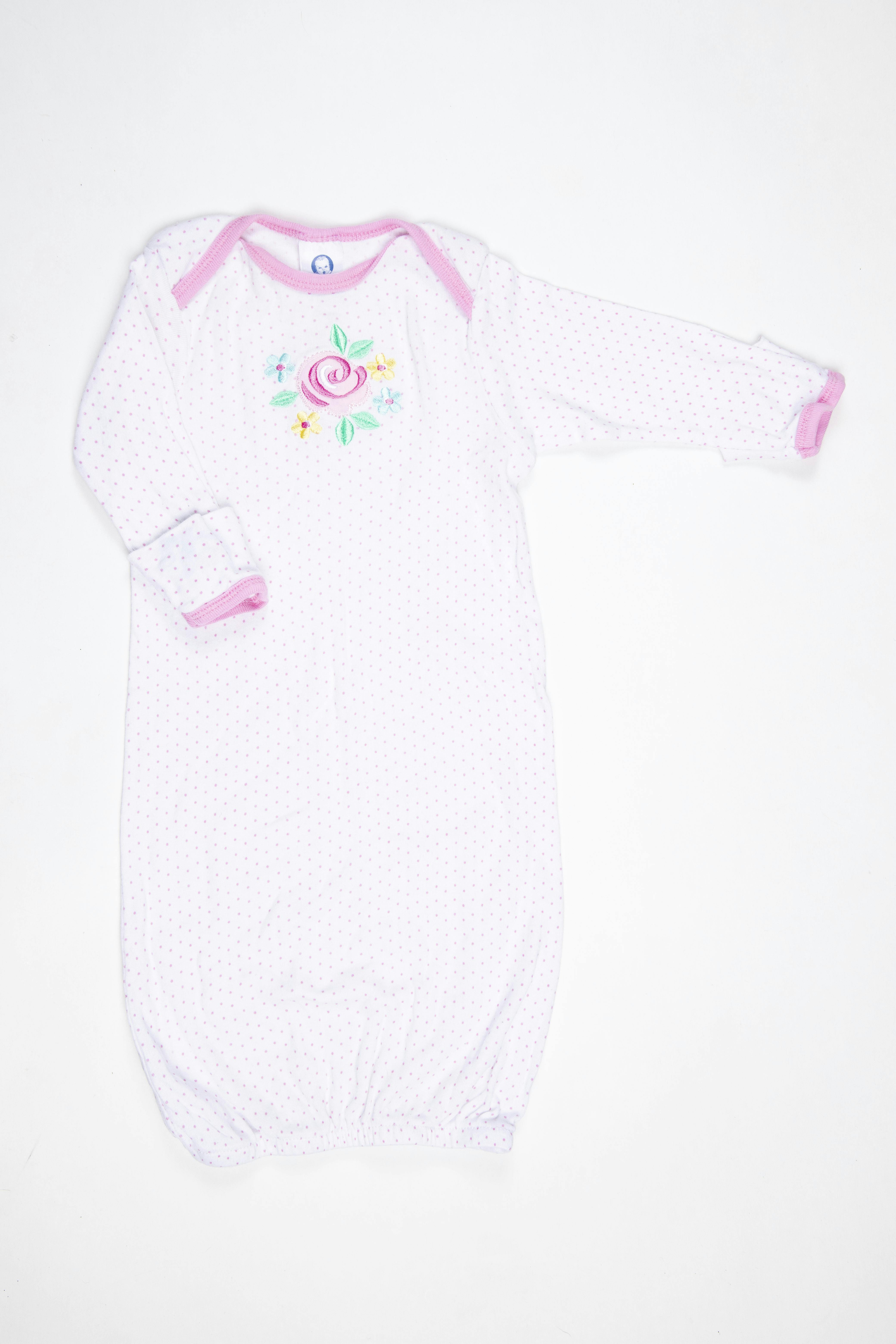 Pijama blanco con manoplas de puntos rosas y flor, 100% algodón - Gerber