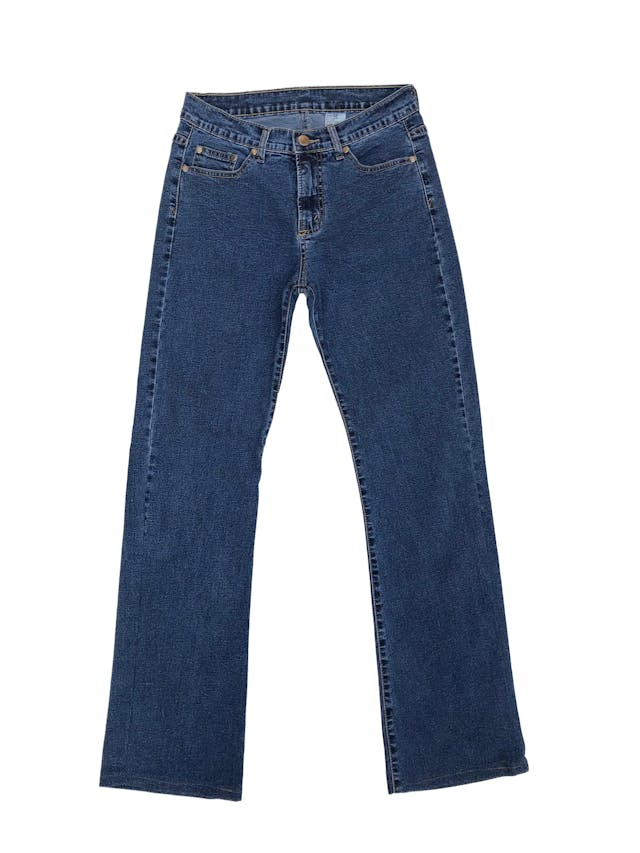 Pantalón jean vintage a la cintura, 96% algodón ligeramente stretch, pierna recta foto 1