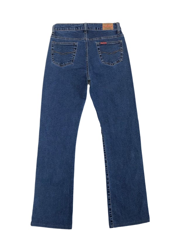 Pantalón jean vintage a la cintura, 96% algodón ligeramente stretch, pierna recta foto 2