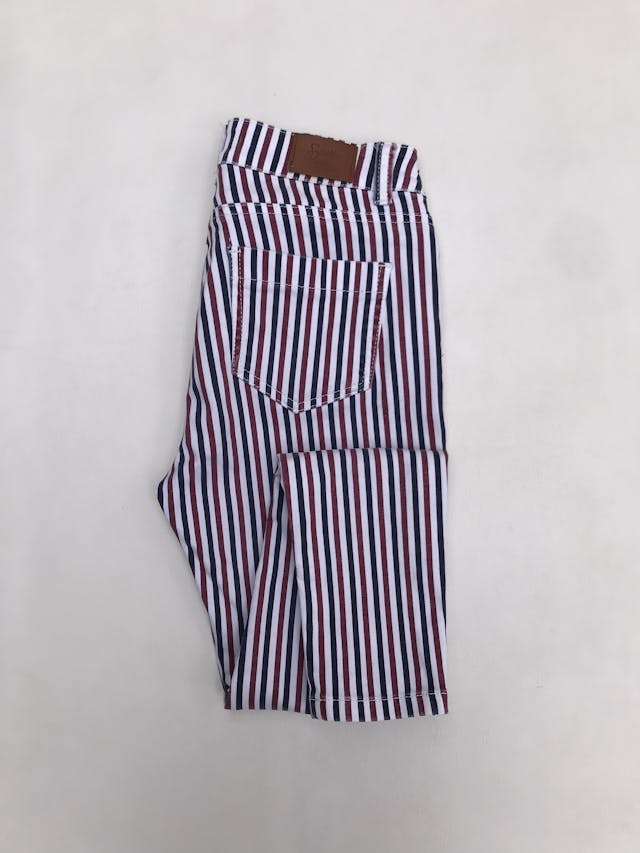 Pantalón Sybilla jean a rayas blancas, rojas y azules, 98% algodón, five pockets, pitillo foto 2
