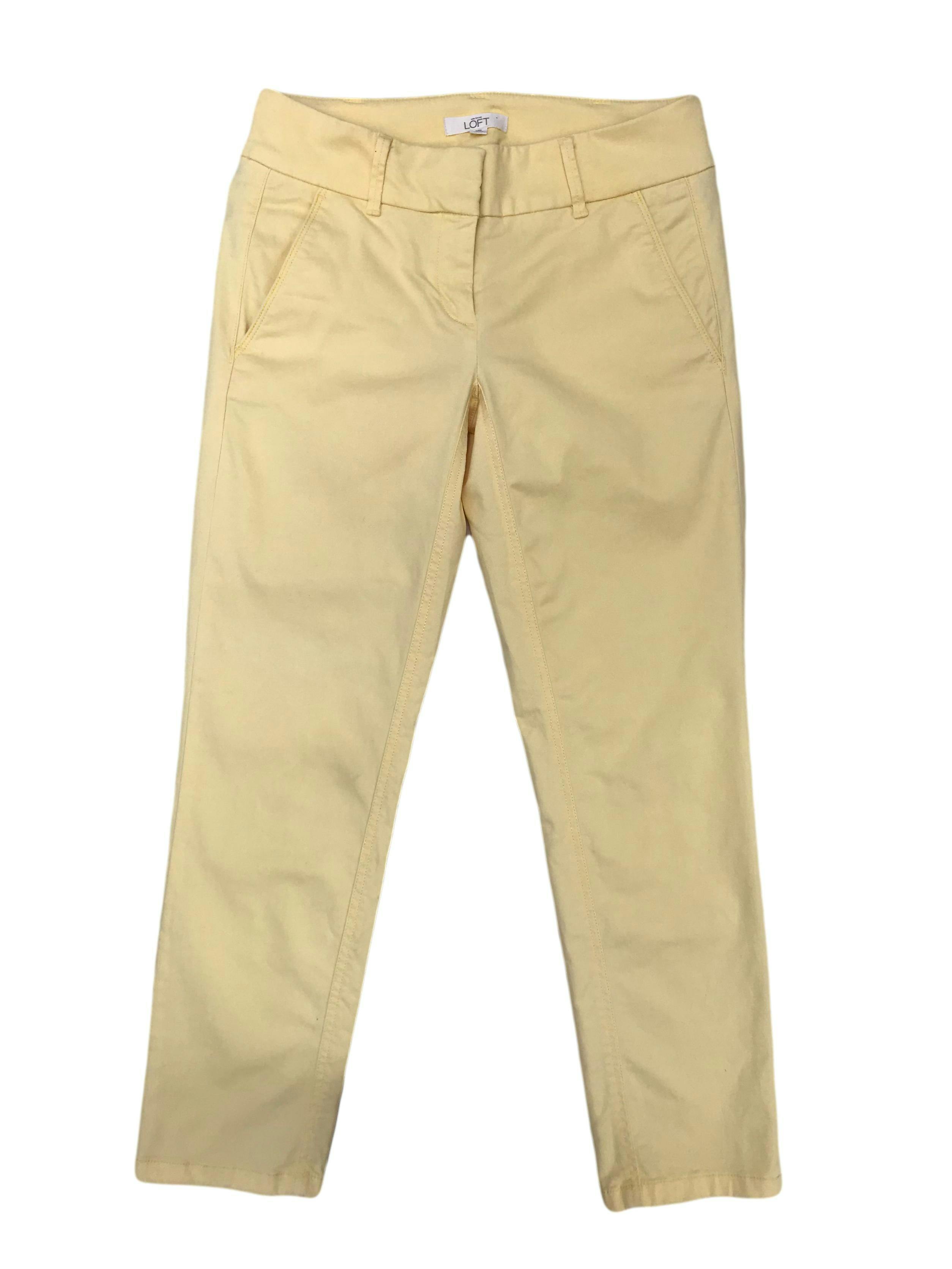 Pantalón Loft 98% algodón amarillo pastel, tipo medio. Pretina 76cm Cadera 90cm 