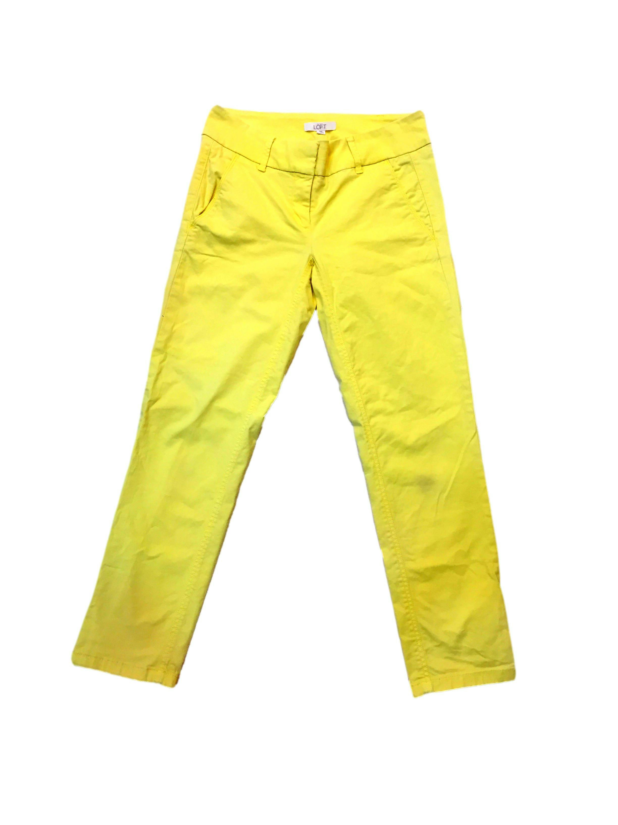 Pantalón Loft 98% algodón amarillo pastel, tipo medio. Pretina 76cm Cadera 90cm 