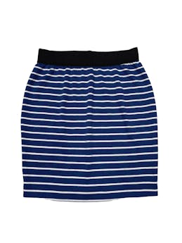 Falda 15.50 pretina elástica negra, falda a rayas azules y blancas tipo algodón stretch. Cintura 66cm sin estirar Largo 45cm foto 1