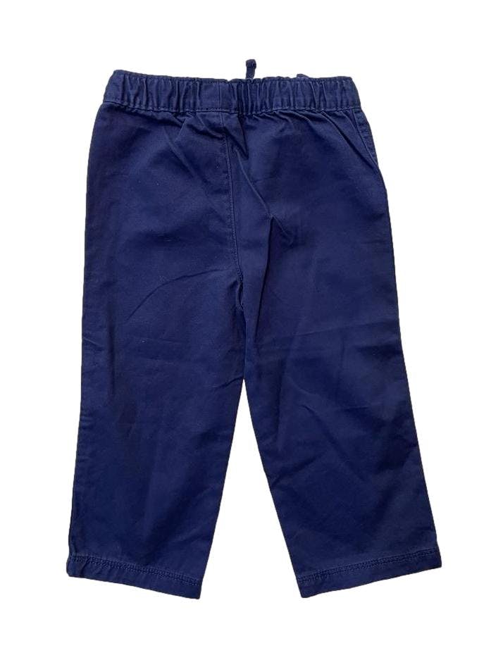 Pantalon Carters 24M, 100% algodón, cintura elástica, azul. 