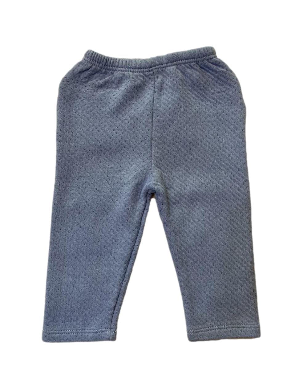 Pantalón algodón celeste con textura, elástico en la cintura