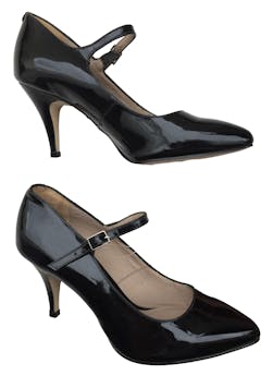 Zapatos Ecco de cuero charol negro con correa en empeine, taco 7cm. Estado 9/10