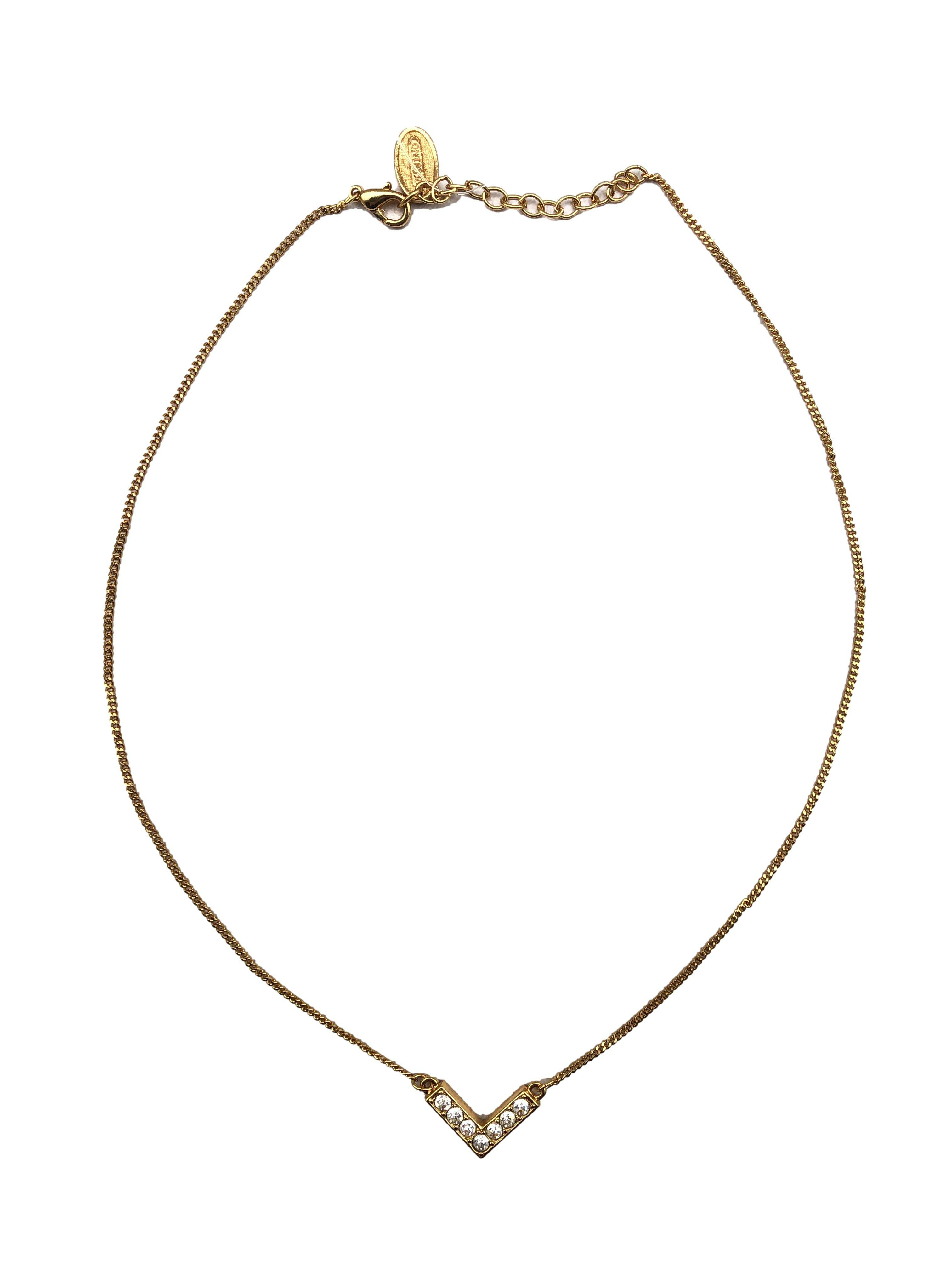 Collar Contessa, color oro con cristales en dije. Largo 44cm-5cm.