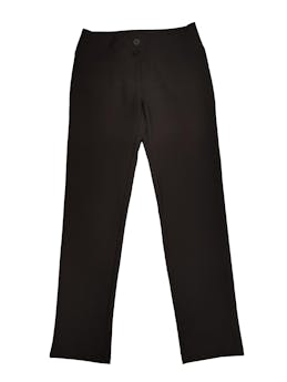 Pantalón marrón Pierre Cardin, tela plana, corte slim con pretina ancha. Cintura 72cm, Tiro 24cm, Largo 100cm.