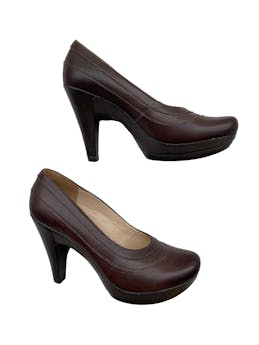 Zapatos Make best de cuero marrón, taco 11cm plataforma 2cm. Como nuevos