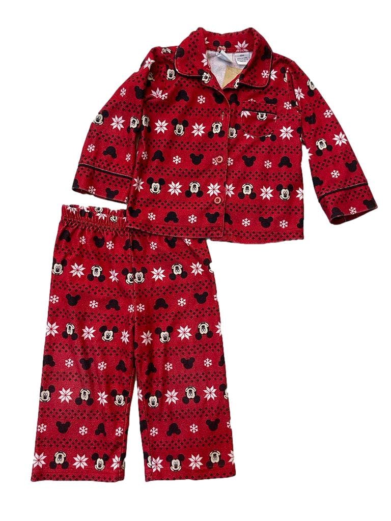 Set pijama roja Disney print Mickey Mouse, tela tipo franela.