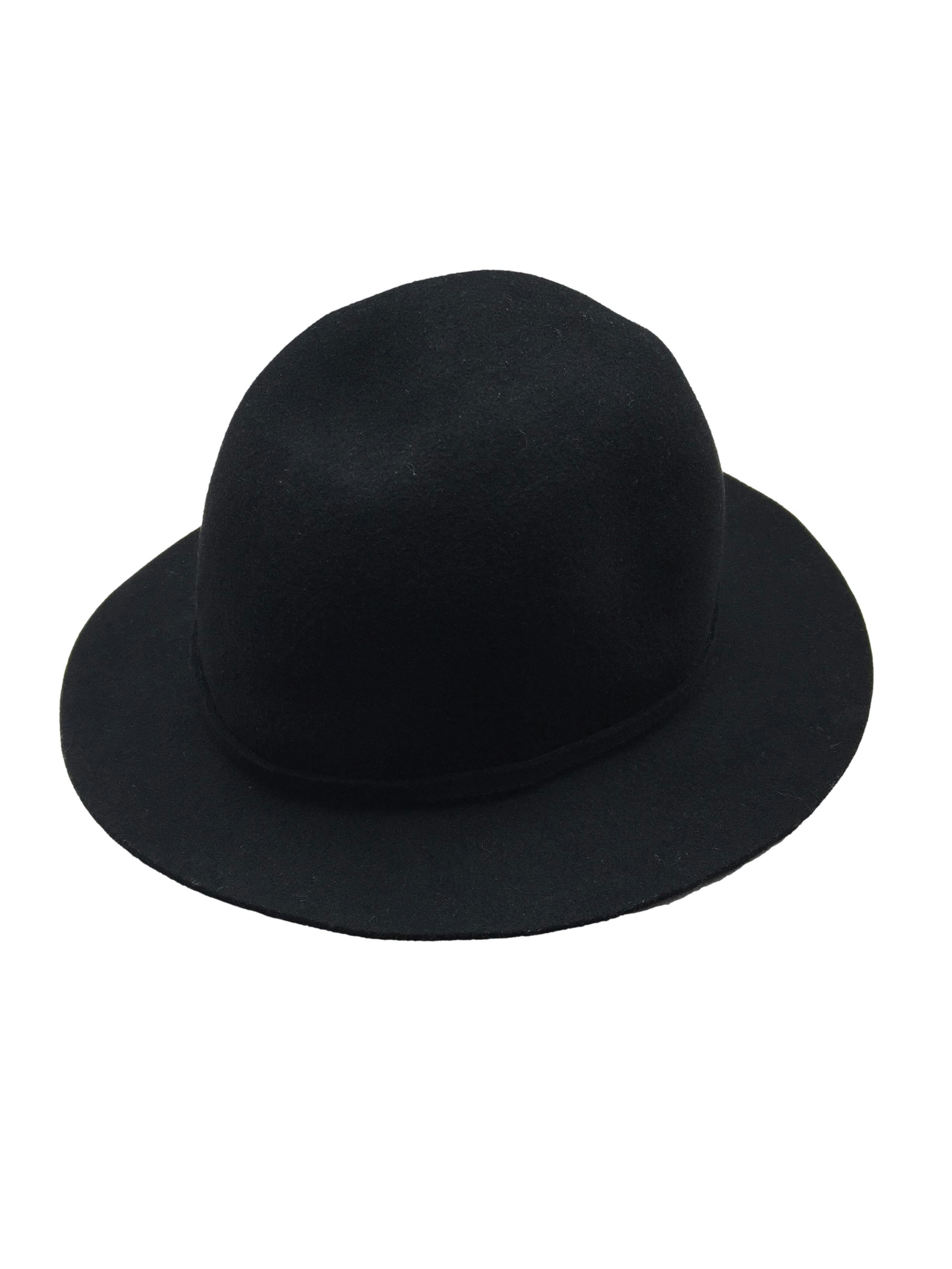 Sombrero J.Crew negro de paño 100% lana, ala 6cm.