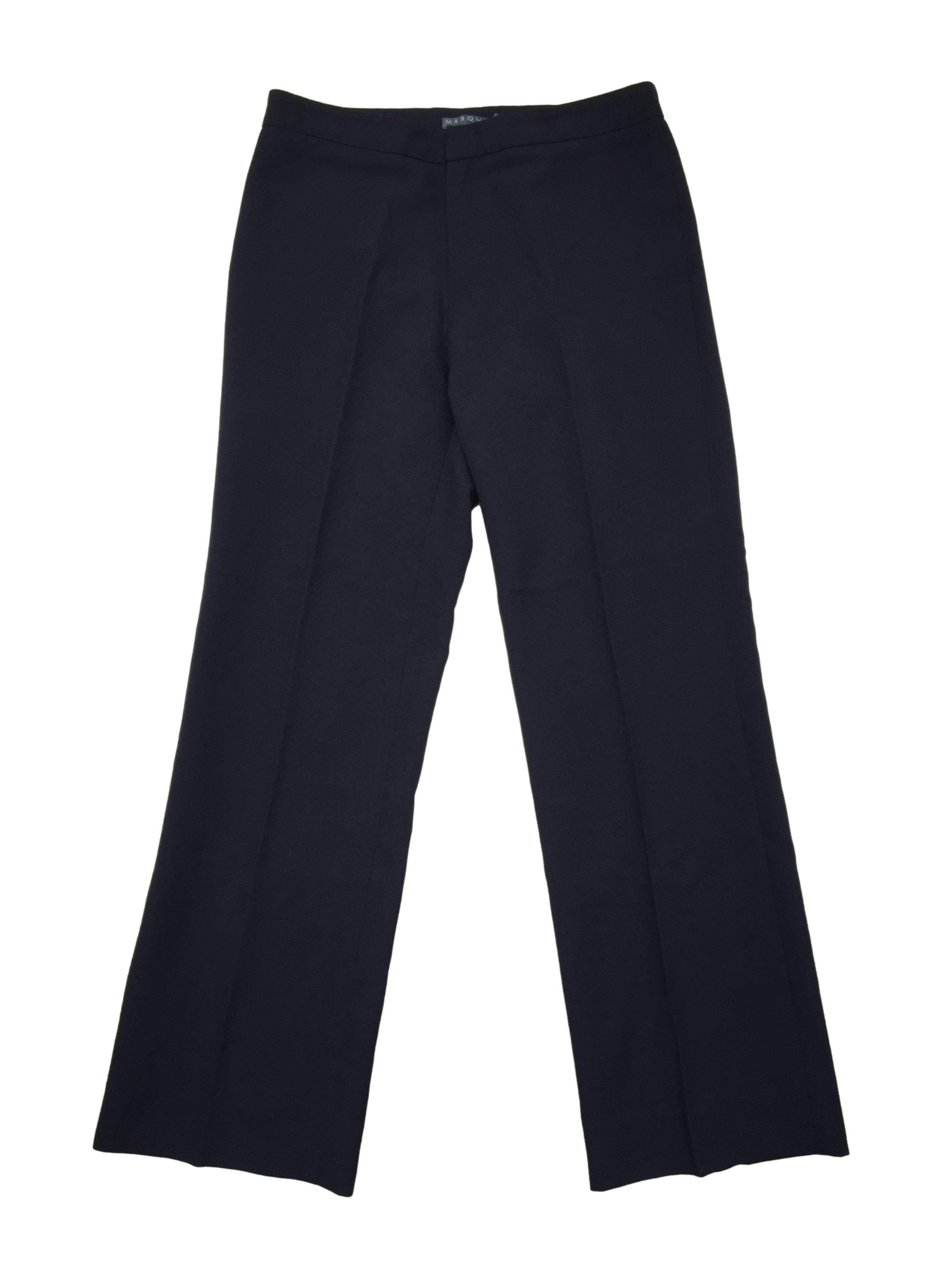 Pantalón de vestir Marquis azul marino, con cierre y corchete. Cintura 74cm, Largo 92cm.
