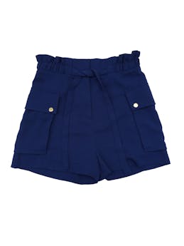 Short H&M paper bag azul con broches dorados. Cintura 68cm Tiro 34cm Largo 40cm