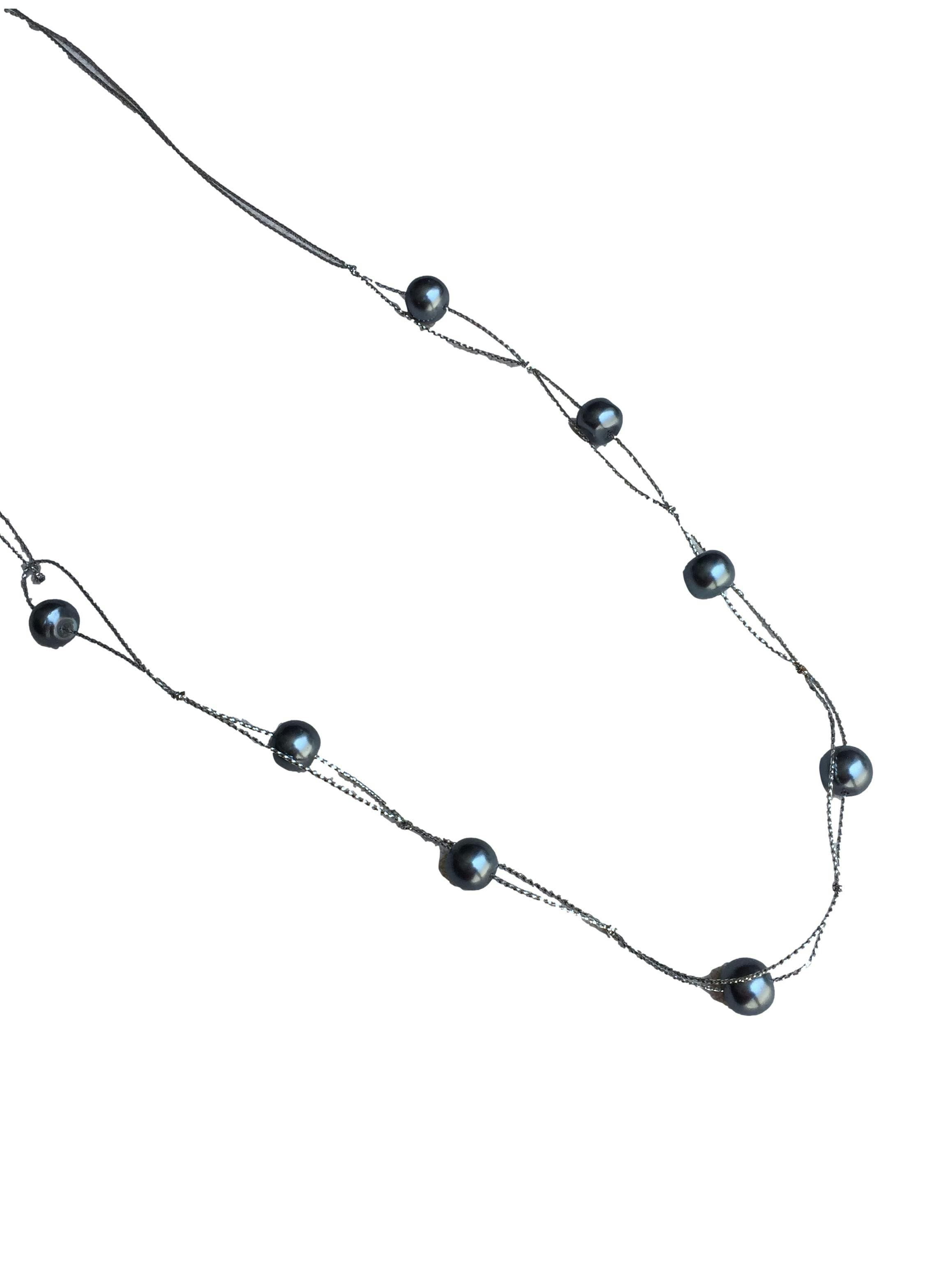 collar plomo con perlas plomas, largo 80 cm, talla u