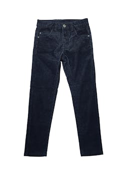 Pantalón azul de corduroy, five-pockets, cintura regulable.