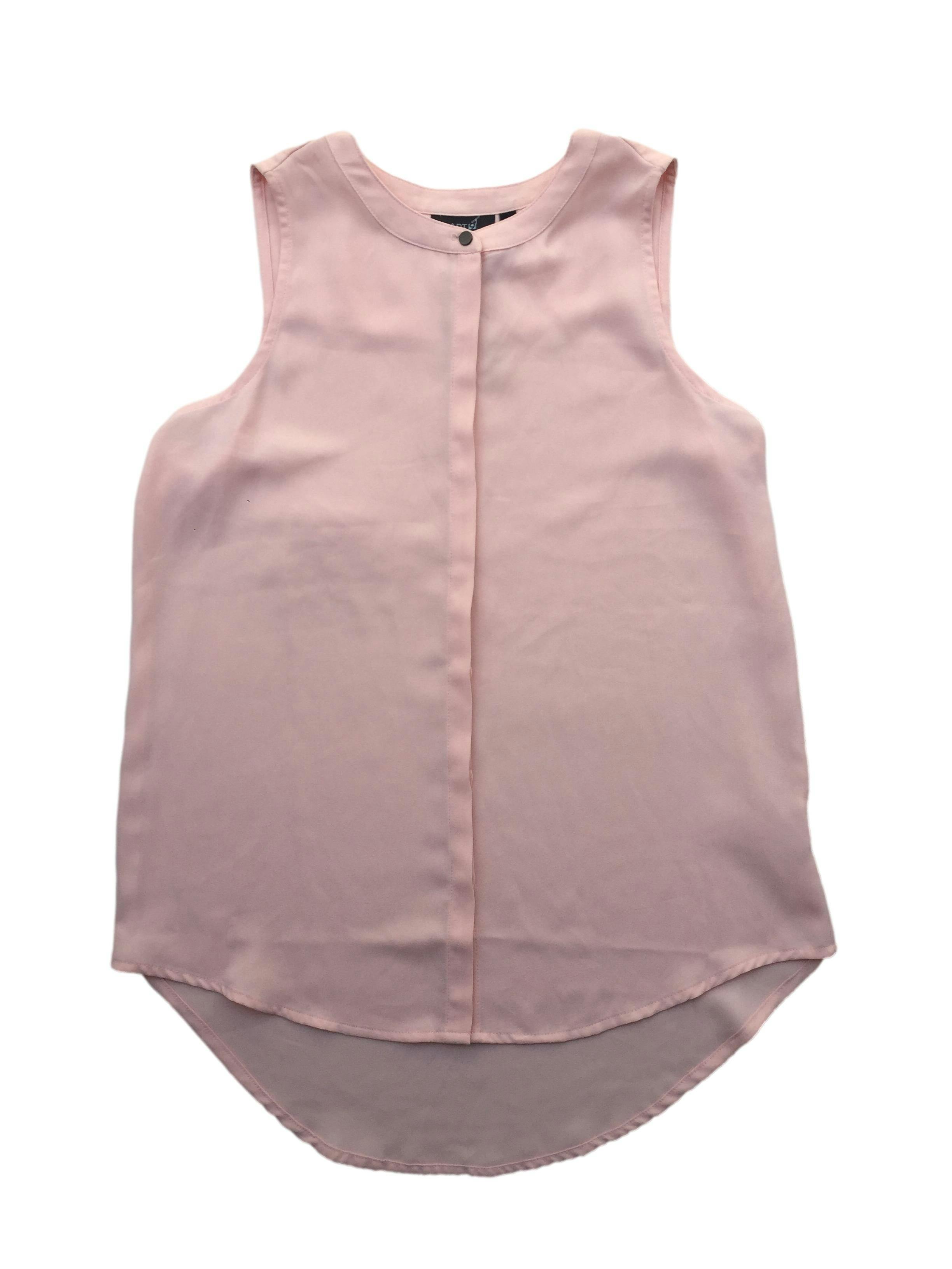 Blusa palo rosa de crepé con botones escondidos. Busto 100cm, Largo 62cm.