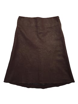 Falda sastre Mae Alcott 55%lino marrón con hilos metálicos, forro y cierre lateral. Cintura 80cm, Largo 62cm.