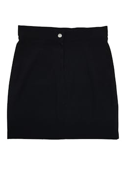 Falda negra de suede stretch con botón y cierre delanteros. Cintura 68cm Largo 42cm