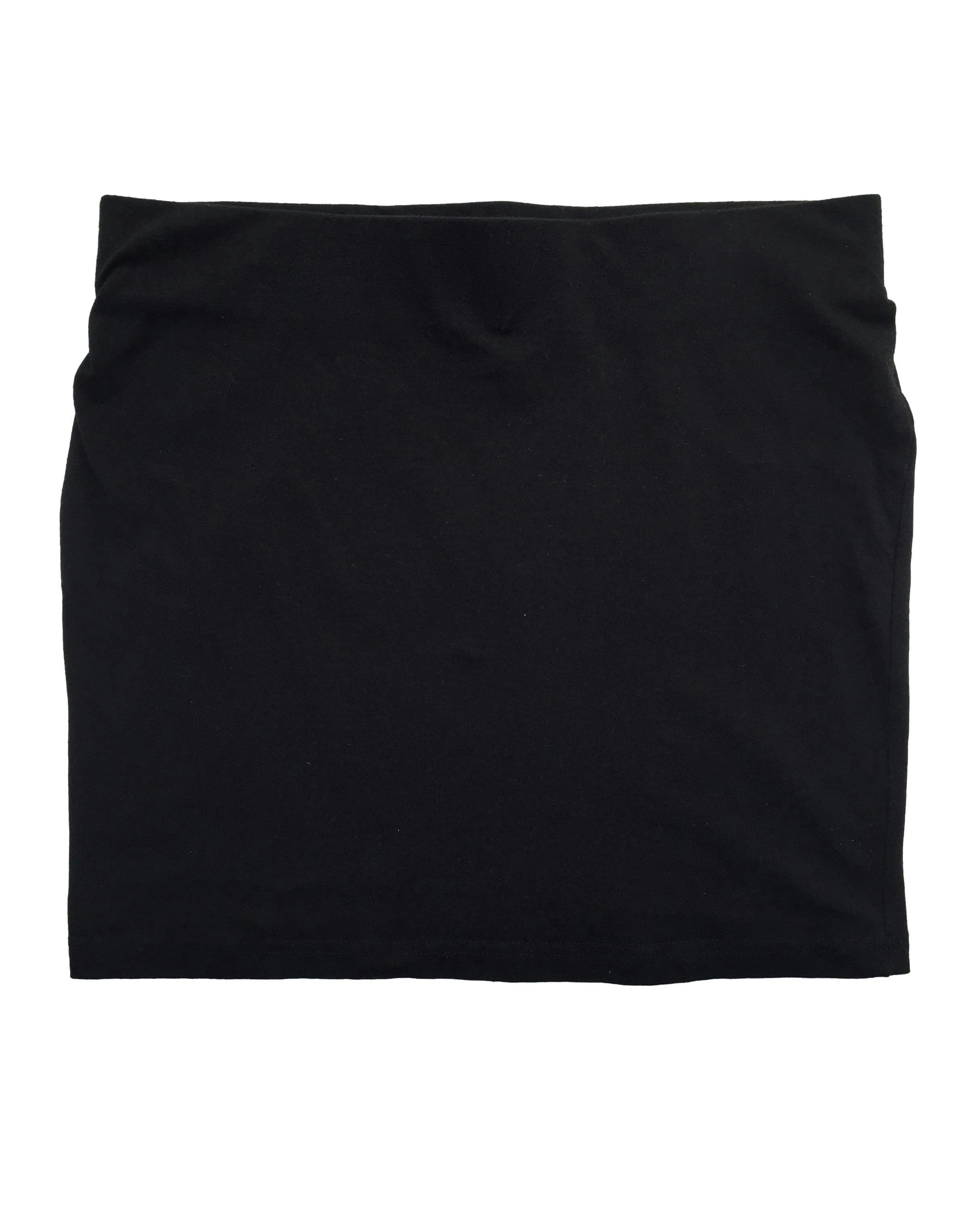 Falda Sybilla negra de algodón stretch con cintura elástica. Cintura 74cm Largo 37cm
