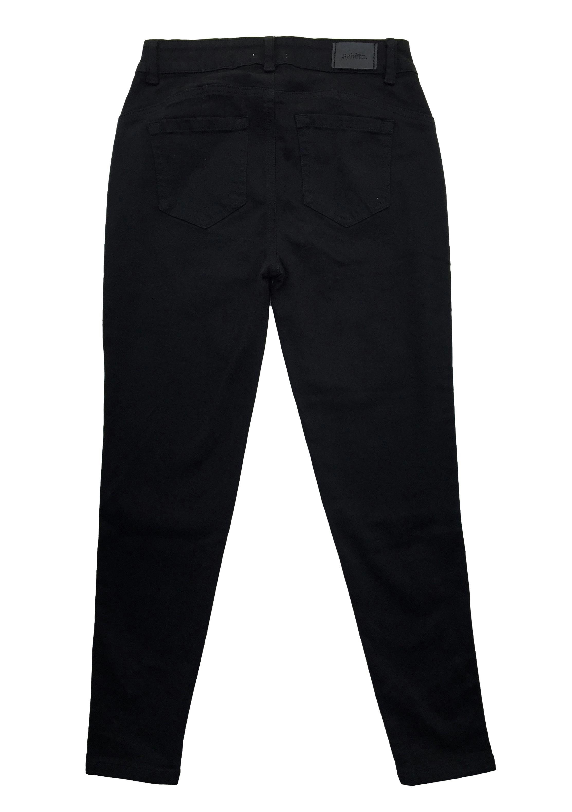 Skinny jean Sybilla negro con broches en la basta. Cintura 68cm Tiro 25cm Largo 90cm