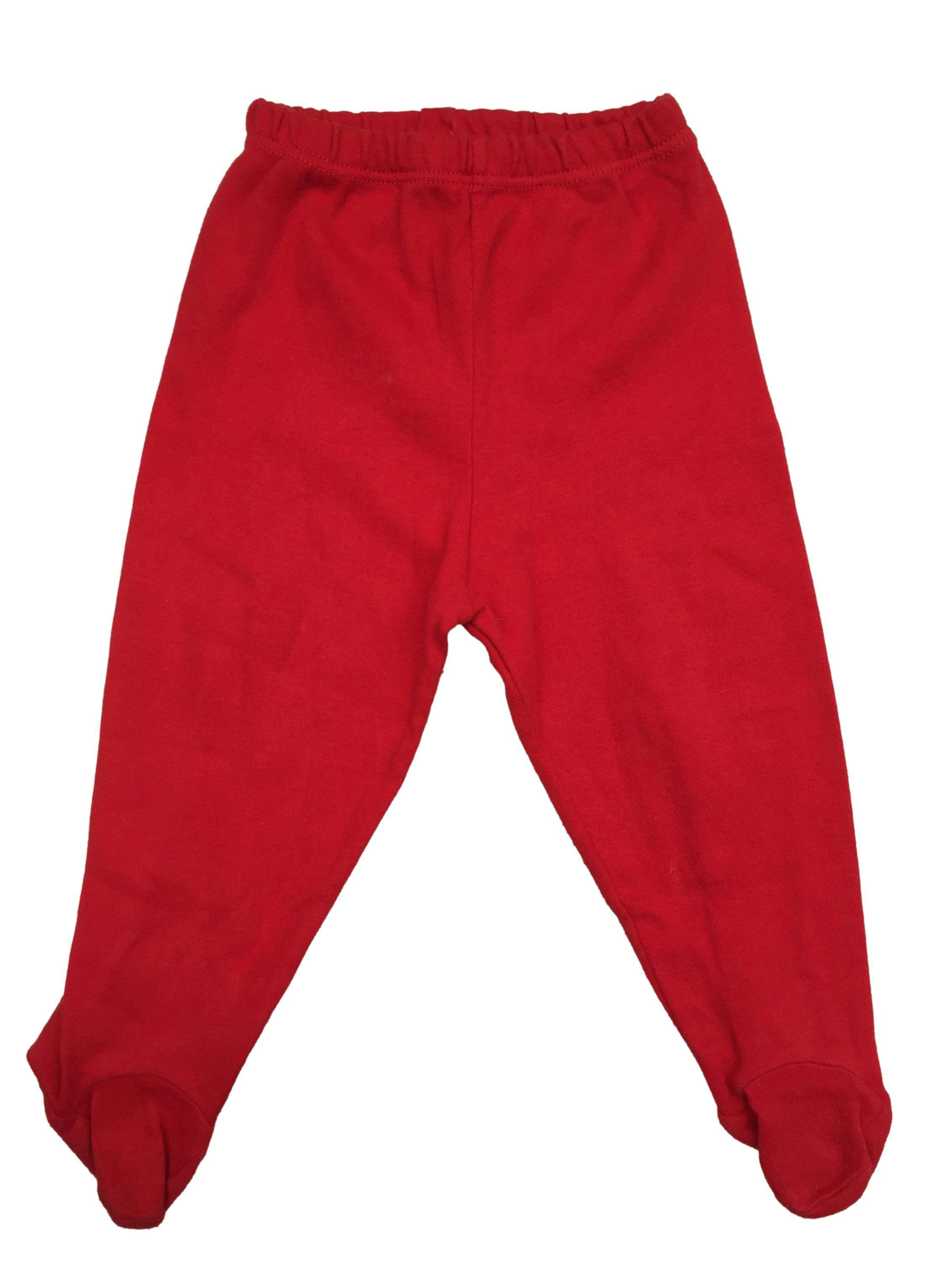 Set de vestido y pantaloncito con pie de algodón rojo. 