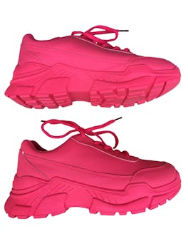 Zapatillas Platanitos rosa neón, plataforma 5cm. Estado: como nuevo