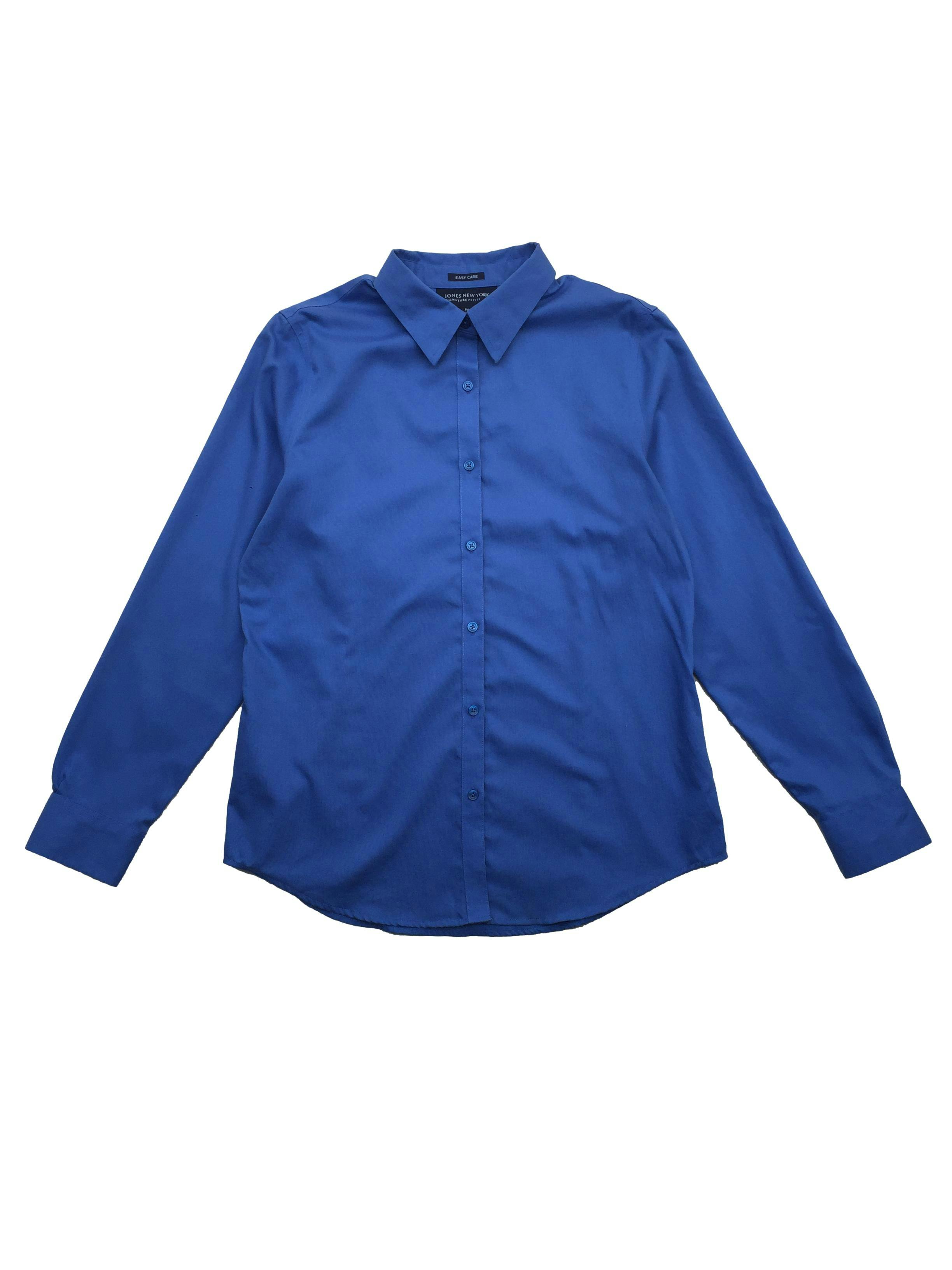 Camisa azulina Jones New York 100% algodón, con pinzas, easy care. Busto 100cm Largo 64cm