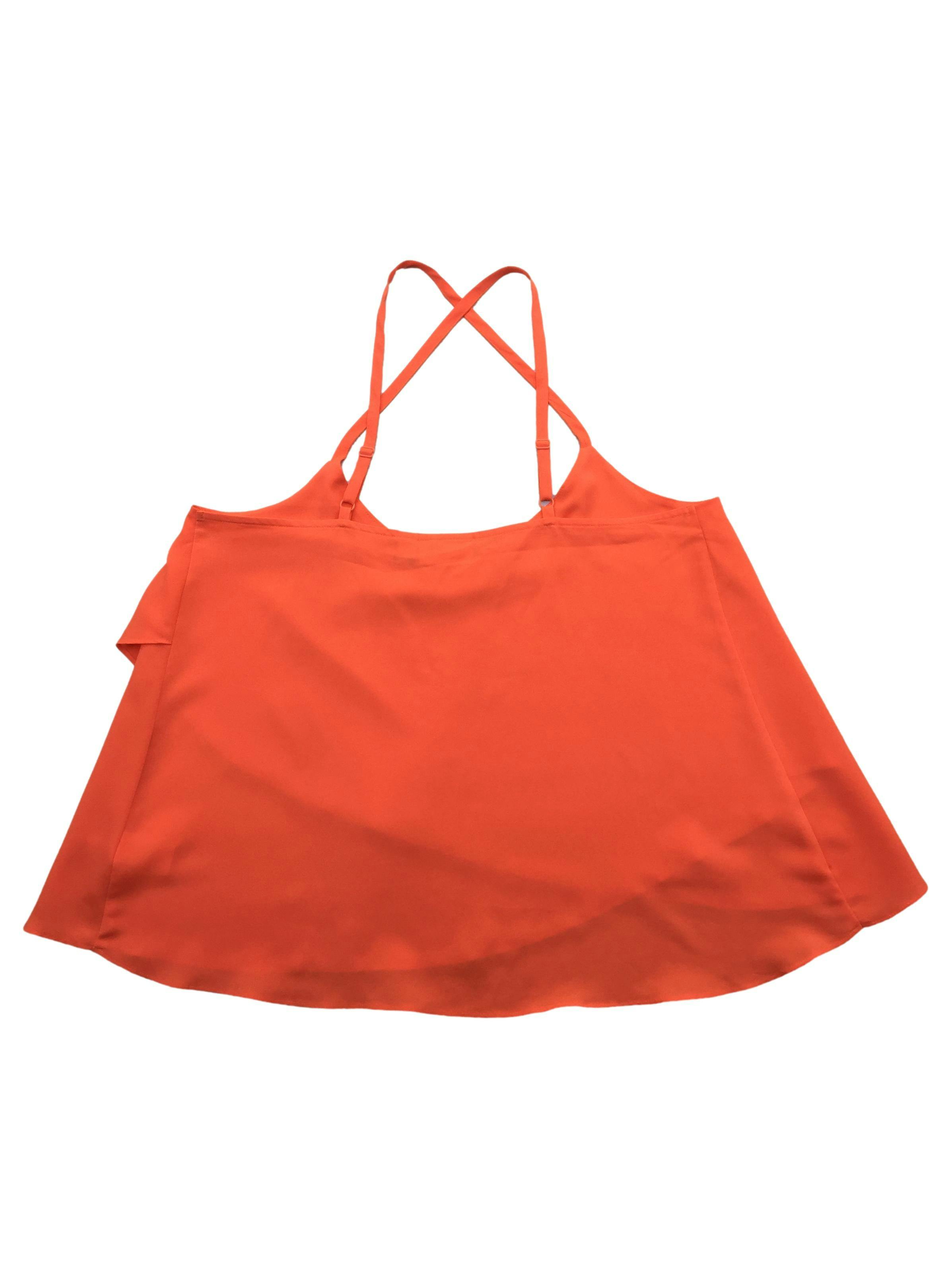 Blusa de tiritas Bisou Bisou dos capas de tela plana anaranjada. Busto 95cm Largo 65cm