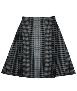 Falda knit Milano negro y plomo en distintos patrones, línea en A. Cintura 66cm Largo 60cm Nuevo con etiqueta.