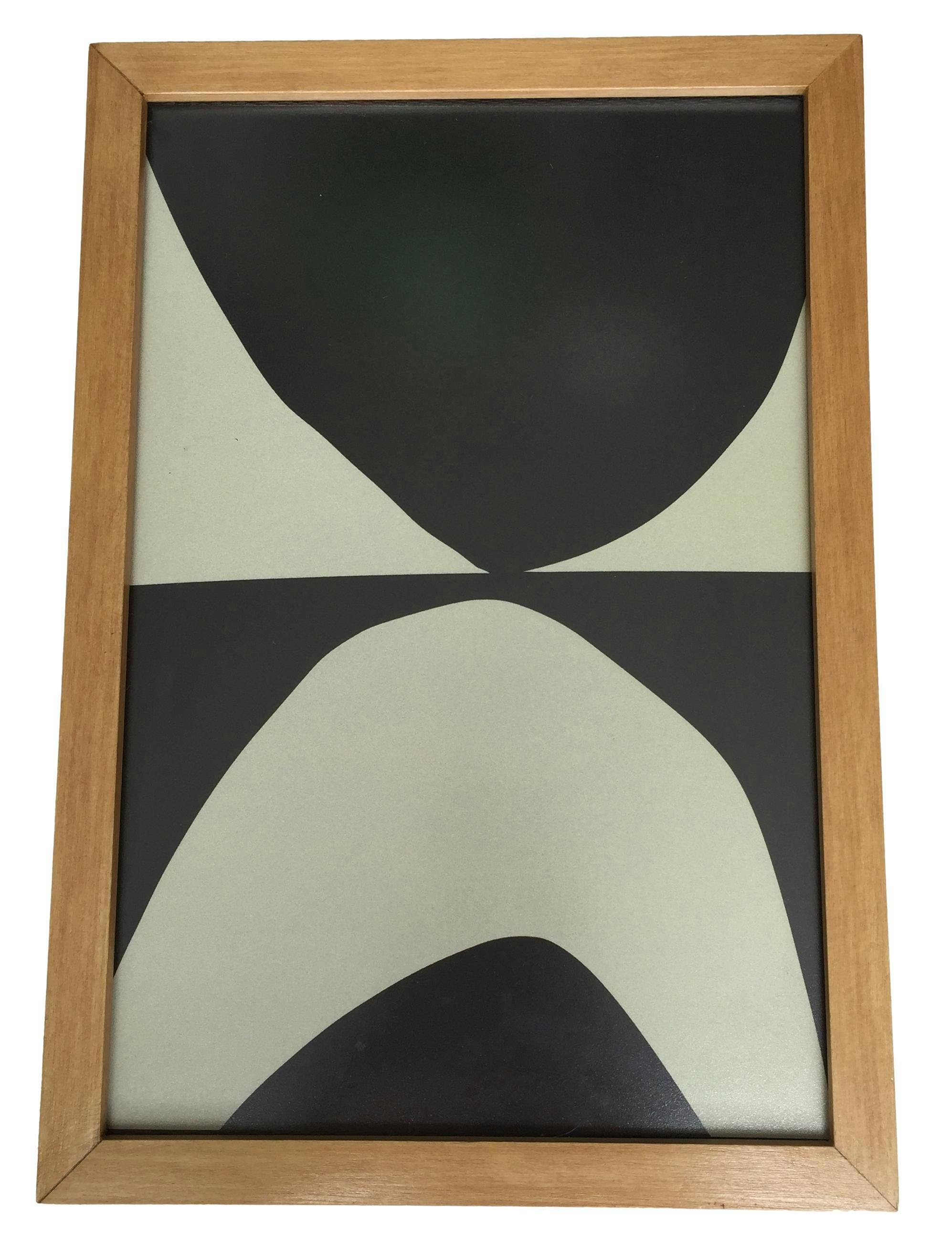 Cuadro abstracto verde y negro,  marco madera y mica. Medidas 32x22cm