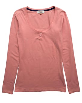 Polito manga larga Xiomi palo rosa, botones delanteros, ligeramente stretch. Busto: 78cm, Largo: 65cm