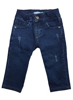 Pantalón jean Baby Harvest rasgados delanteros, botón y bolsillo.