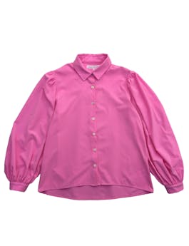 Blusa Marquis x Sophie Crown rosa chicle, mangas con pliegues y botones delanteros. Busto 92cm Largo 60cm