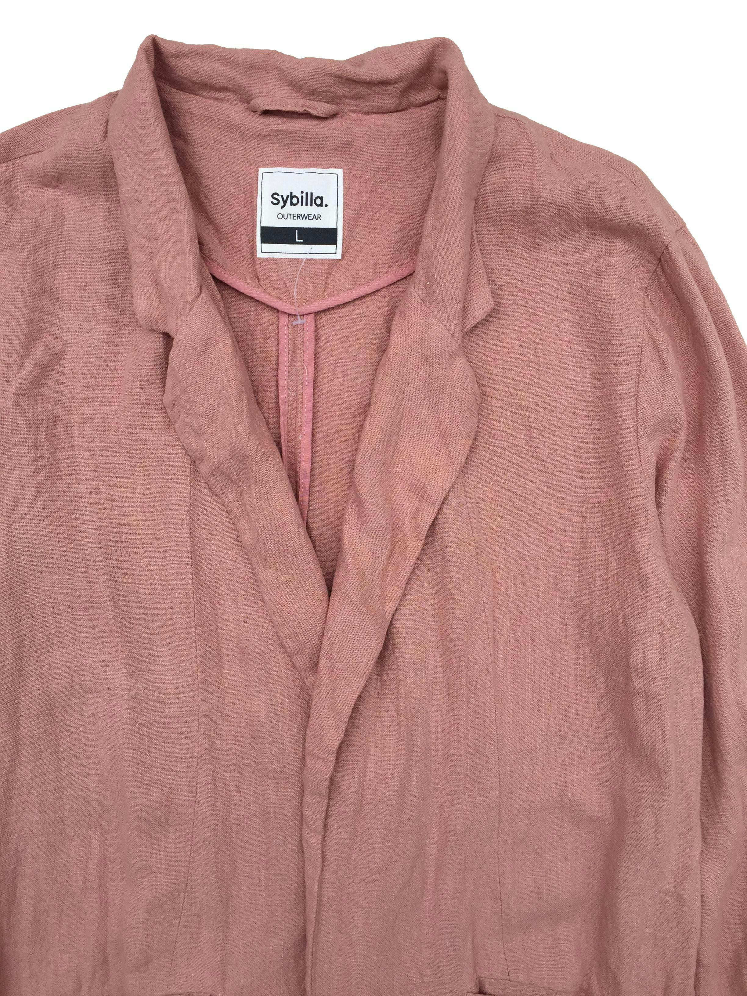 Camisa Sybilla, modelo abierto palo rosa, bolsillos delanteros. Busto: 100cm, Largo: 69cm