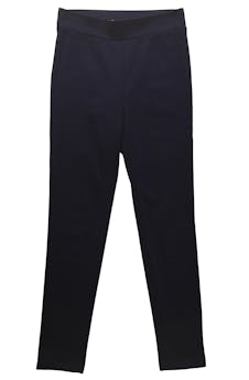 Pantalón Sfera azul marino de corte slim, tela ligeramente stretch. Cintura 70cm sin estirar, Largo 96cm.