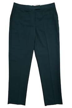 Pantalón Mango verde oscuro tipo sastre, botón y cierre delantero. Cintura: 80cm, Tiro: 28cm, Largo: 95cm