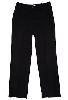 Pantalón negro tipo sastre, bolsillos delanteros. Cintura: 76cm, Tiro: 25cm, Largo: 105cm
