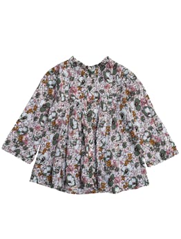 Blusa Zara con estampado de flores, botones delanteros, mangas campana.