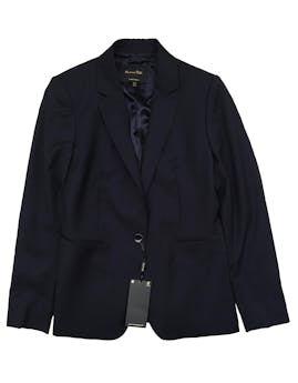 Blazer azul marino Mossimo Dutti, 100% lana, un solo botón, falsos bolsillos, forrado. Busto 96cm, Largo 64cm. Nuevo, con etiqueta. Precio original 149 eur