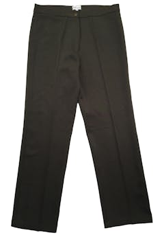 Pantalón tipo sastre verde militar con cierre y botón. Cintura 90cm, tiro 32cm, largo 105cm.