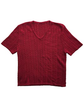 Chompita manga corta  rojo tejido trenzado. Busto: 100cm, Largo: 55cm