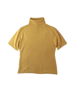 Chompita con cashmere amarilla, suave al taco isabella & giovanni, cuello alto. busto 108 cm, largo 61 cm.