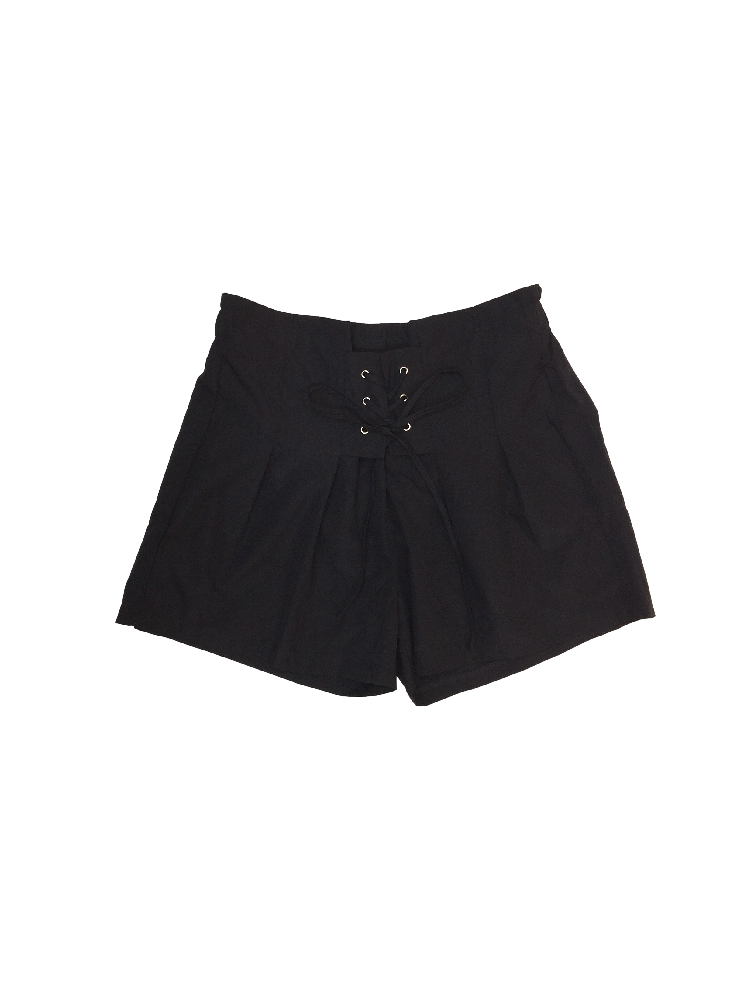 Short negro tipo corset de pretina ancha. Cintura: 80 cm (sin estirar), Tiro: 36 cm, Largo: 43 cm