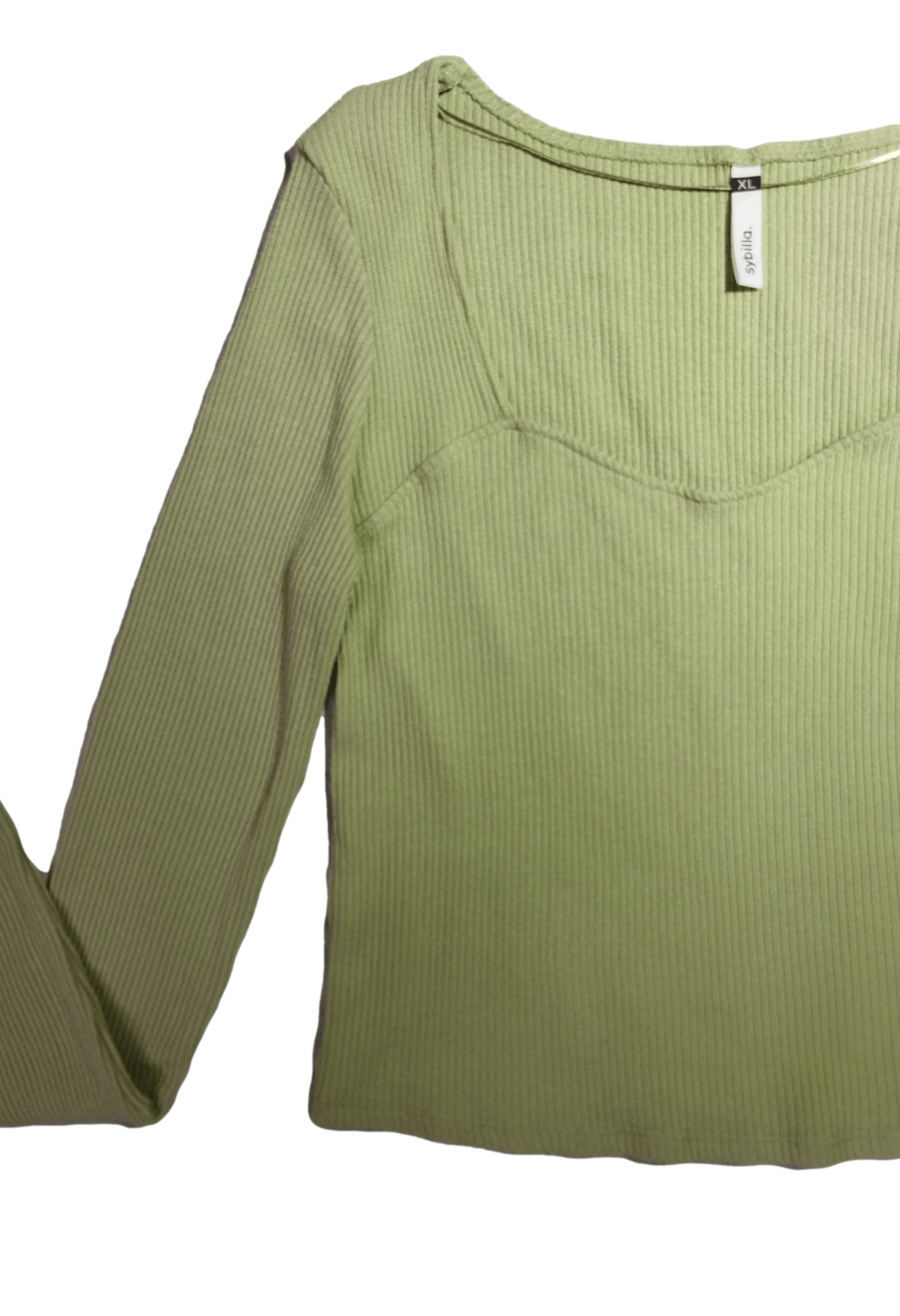 Polo Sybilla manga larga verde claro Busto 94 cm Largo 46 cm 