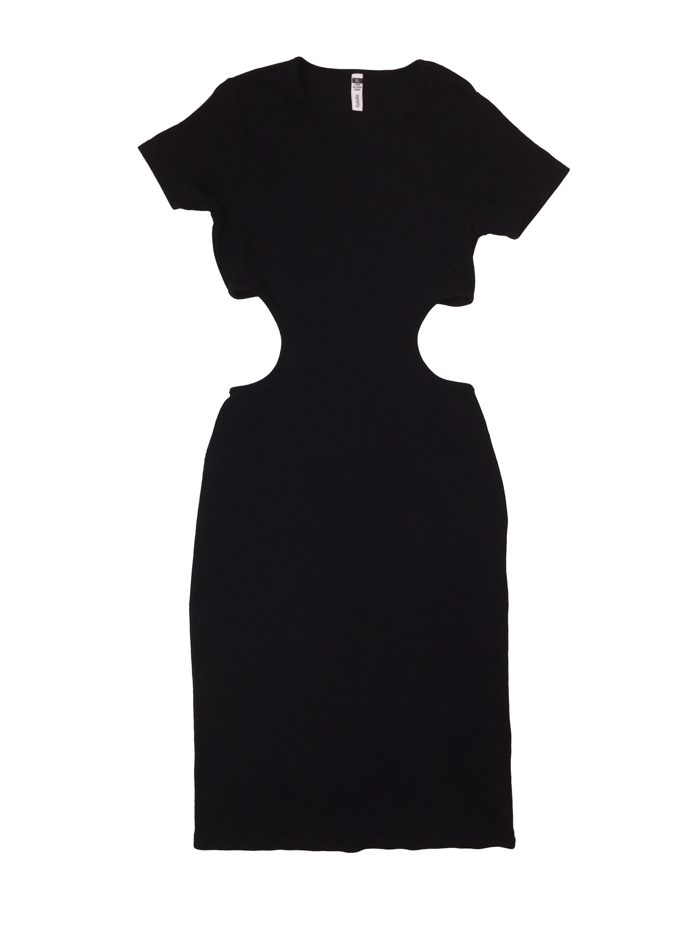 Vestido negro sybilla 95% algodón con escote media espalda. Busto 88 cm sin estirar, largo 122 cm.