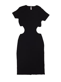 Vestido negro sybilla 95% algodón con escote media espalda. Busto 88 cm sin estirar, largo 122 cm.