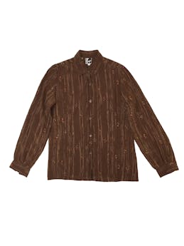 Blusa vintage 100% seda marrón con florcitas